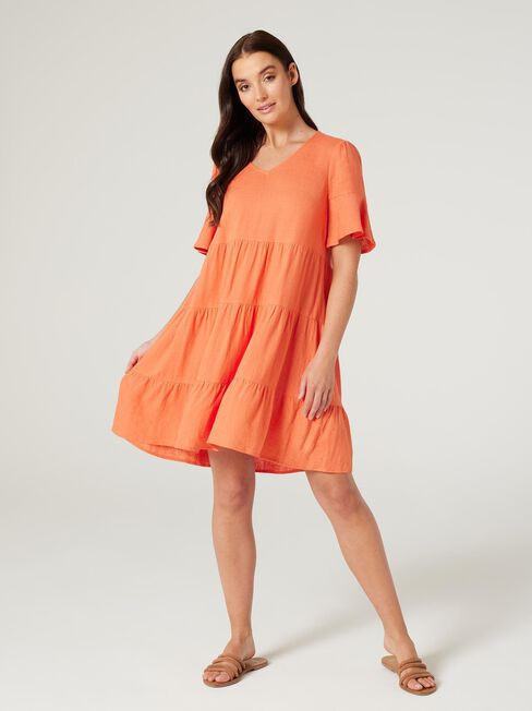 Lilah Tiered Dress, Orange, hi-res