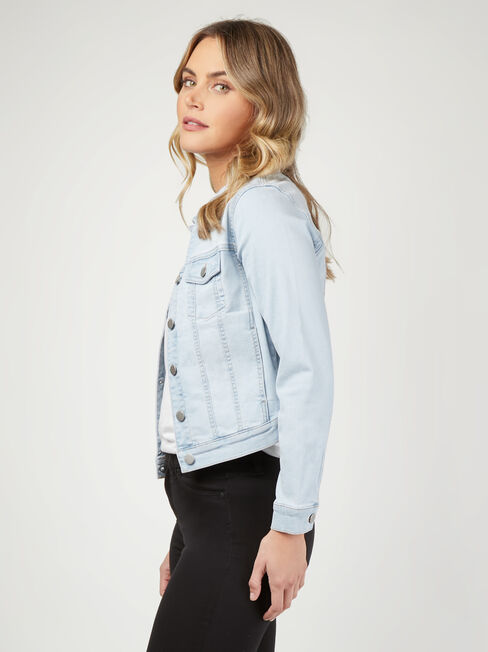 Classic Stretch Denim Jacket, Light Blue, hi-res