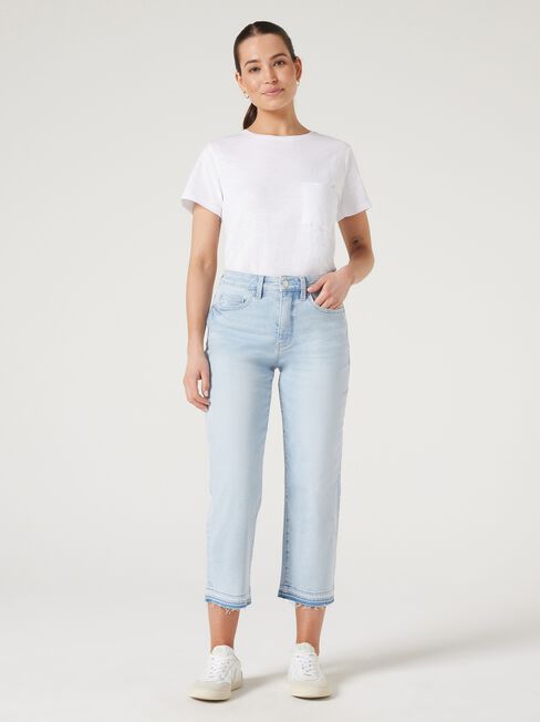 Annie Mid Waisted Straight Capri, Summer Indigo, hi-res