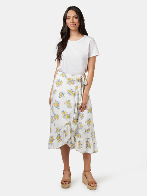 Chloe Midi Wrap Skirt, Yellow, hi-res