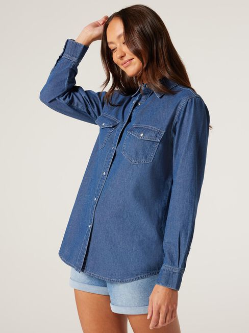 Remi Denim Shirt, Dark Vintage, hi-res