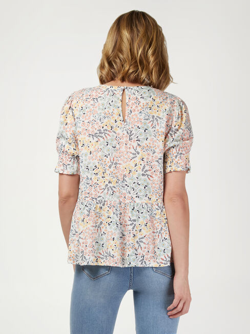Peri Peplum Top, Floral, hi-res