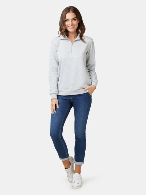 Zip Front Sweat, Grey, hi-res