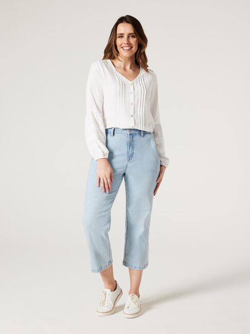 Everlie Pintuck Top, White, hi-res