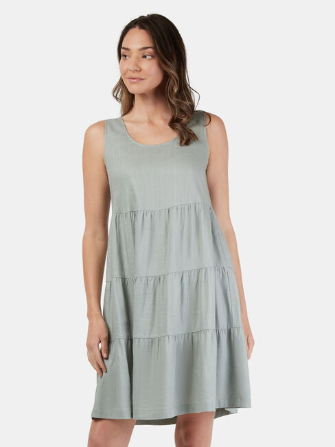 Georgia Tiered Dress, Green, hi-res