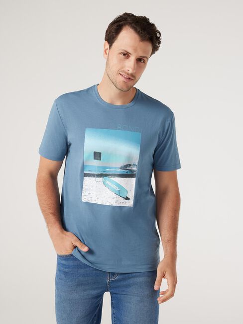 SS Carson Print Crew Tee, Bluestone, hi-res