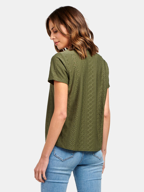 Lacey Lace Tee, Green, hi-res