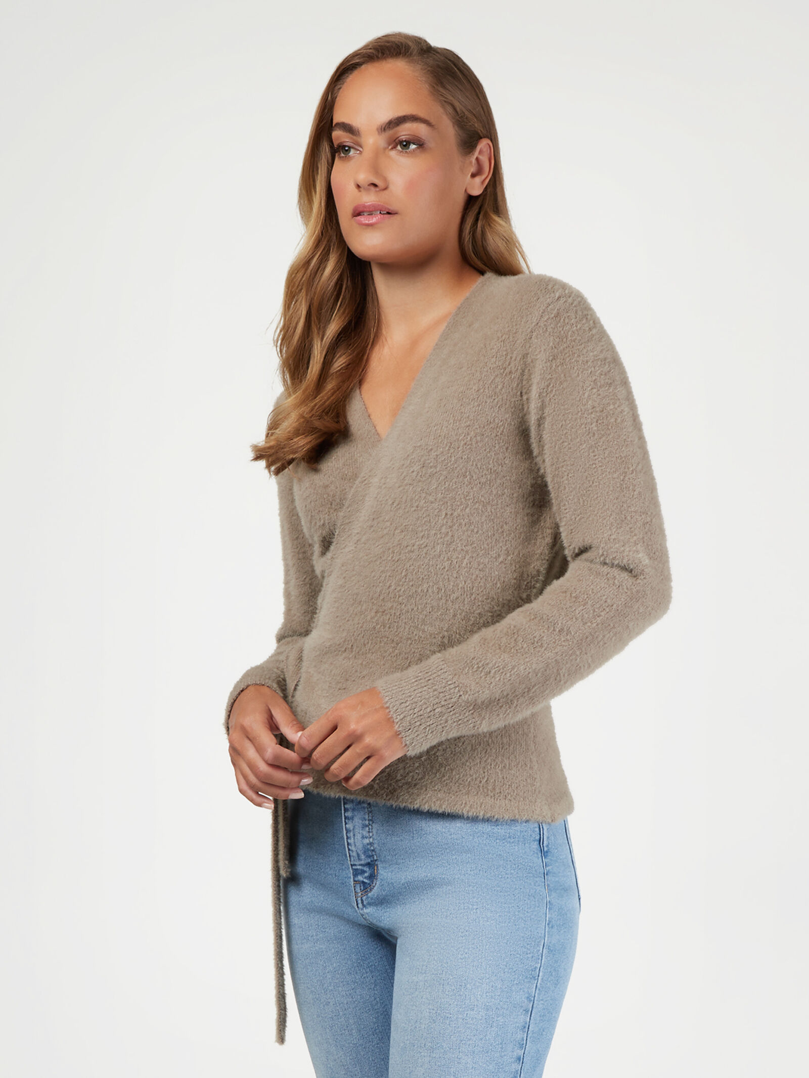 Overlap ribbed deals knitted sweater