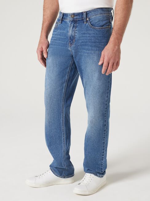 Straight Leg Jeans, Mid Indigo, hi-res