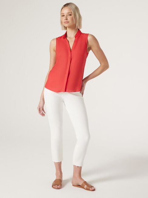 Jonti Sleeveless Shirt, Red, hi-res