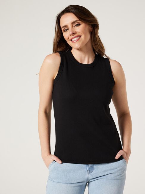 Rib Essential Tank, Black, hi-res