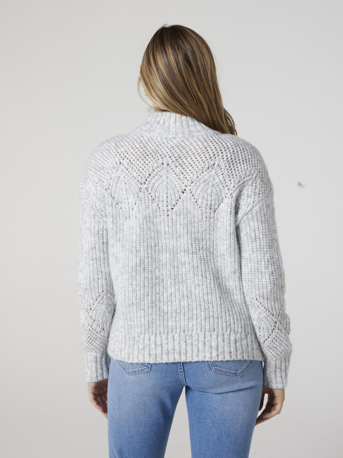 Charlie Pointelle Knit, Grey Marle, hi-res