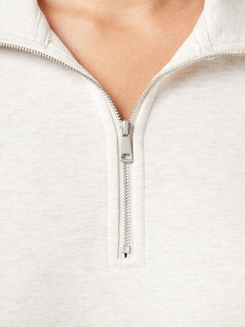 Zip Front Sweat, White, hi-res
