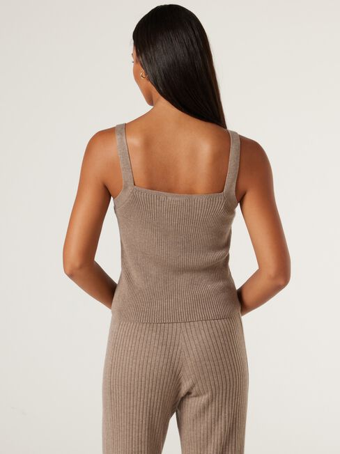 J-Luxe Chunky Rib Cami, Taupe, hi-res