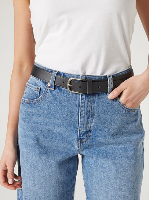 Ally Leather Belt, Black, hi-res