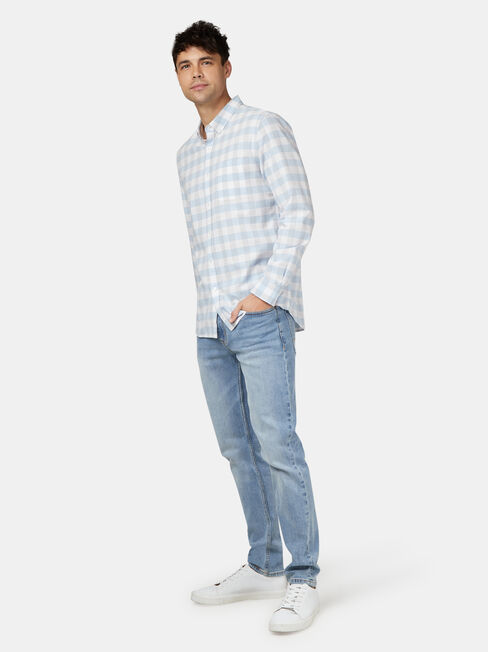 Nate Long Sleeve Check Shirt, Blue, hi-res