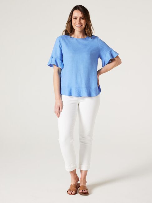 Alivia Ruffle Hem Top, Sapphire, hi-res