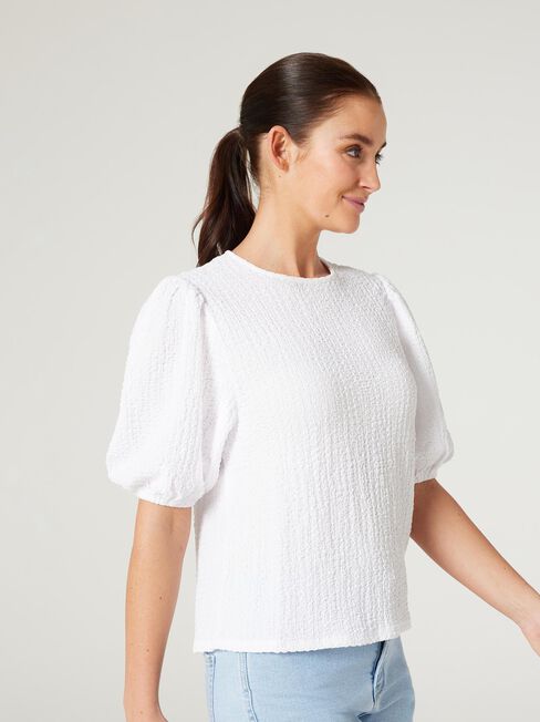 Kris Textured Jersey Top, White, hi-res