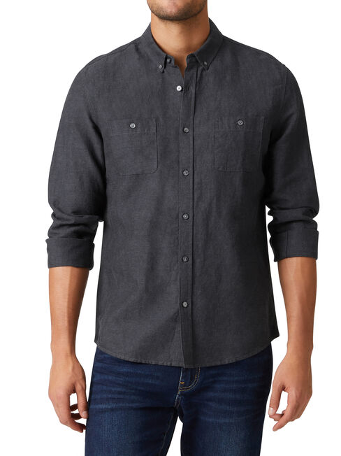 Bronson Long Sleeve Textured Shirt, Black, hi-res