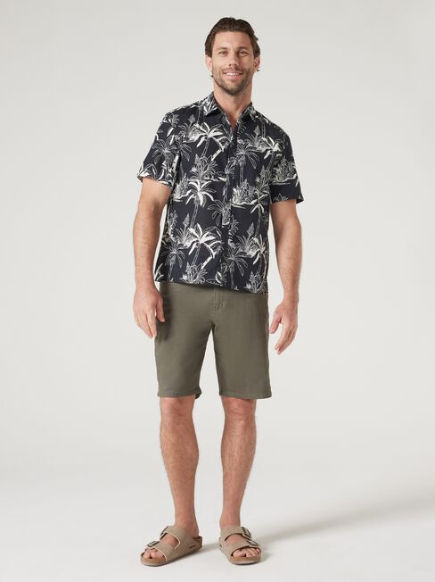 Short Sleeve Leon Print Shirt, Black, hi-res