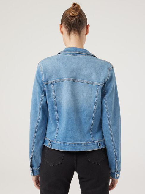 Classic Stretch Denim Jacket, Light Vintage, hi-res