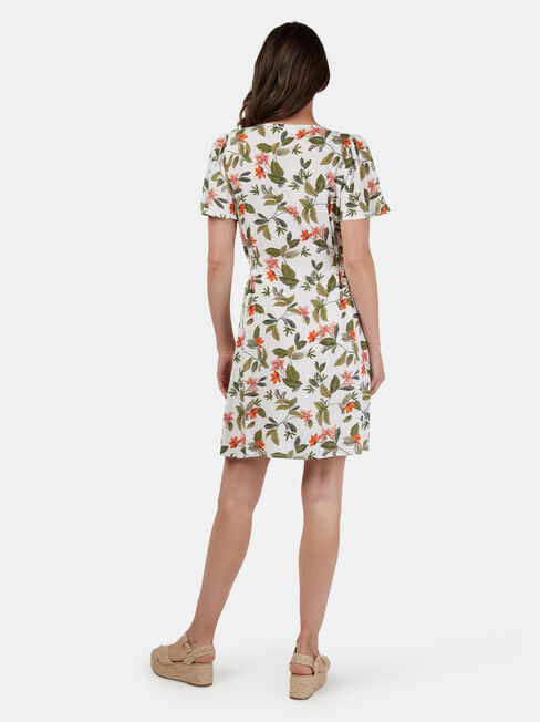 Bianca Button Through Dress, White, hi-res