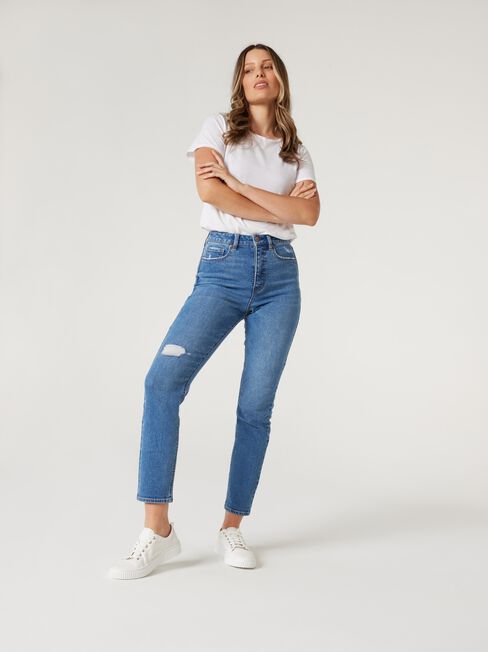 Sienna High Waisted Slim Straight Jeans, Vintage Wash, hi-res