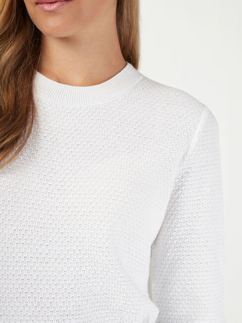 Ally Textured Knit, White, hi-res
