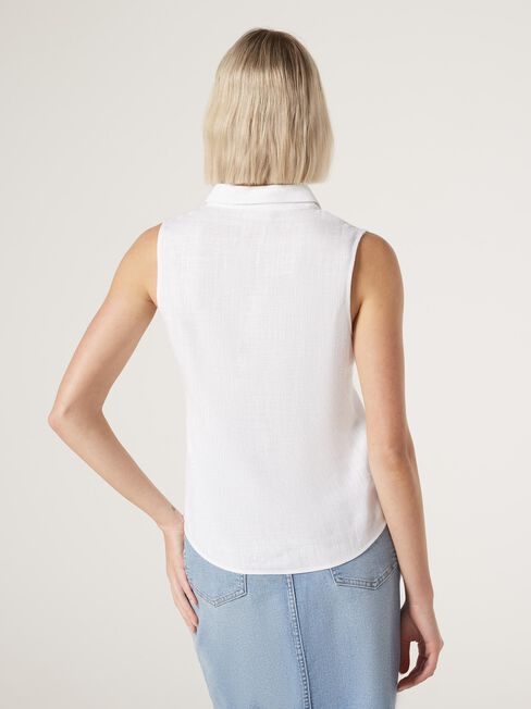 Jonti Sleeveless Shirt, White, hi-res