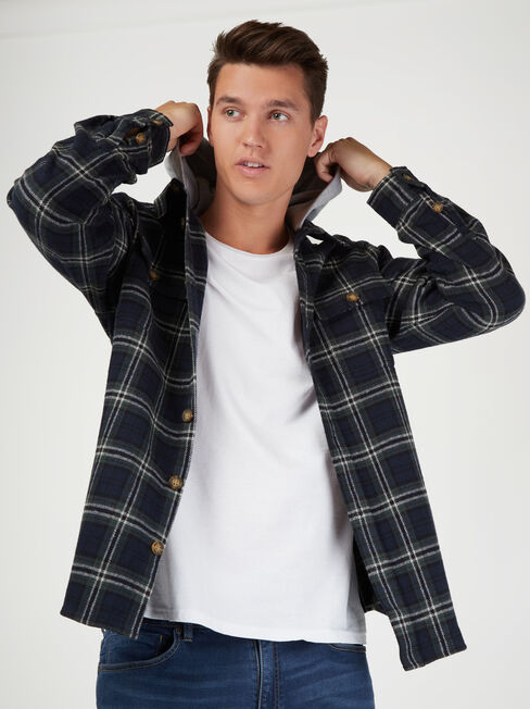 Davie Hooded Shacket, Blue, hi-res