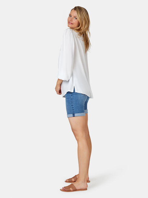 Kinsly Peasant Blouse, White, hi-res
