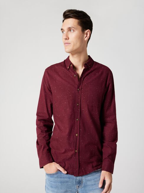 LS Tommy Brushed Shirt, Port, hi-res