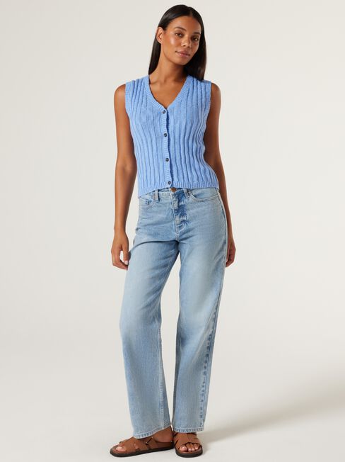 Lindsey Knit Vest, Blue, hi-res
