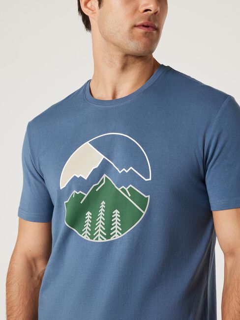 SS Perry Print Crew Tee, Dusty Blue, hi-res