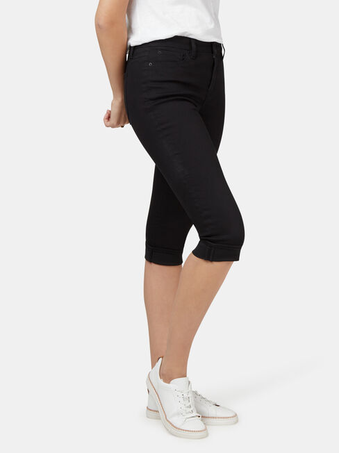 Mid Waisted Pedal Pusher, Black, hi-res