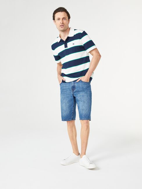 SS Terry Stripe Jersey Polo, Blue, hi-res