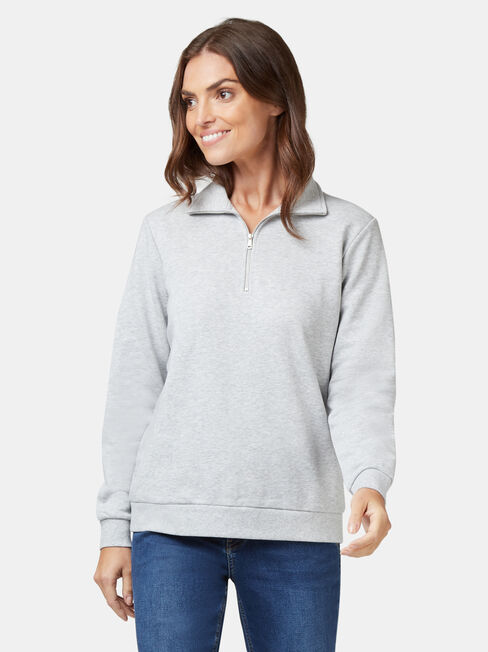 Zip Front Sweat, Grey, hi-res