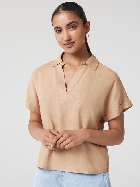 Lotus Tencel Popover, Brown, hi-res