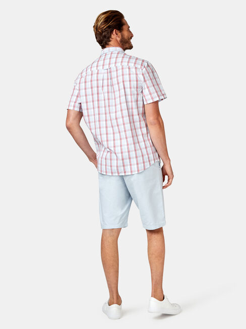Todd Short Sleeve Check Shirt, Red, hi-res