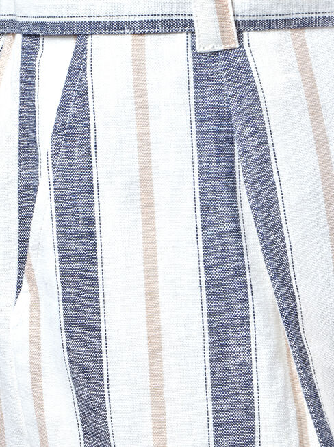 Phoebe Belted Stripe Short, White, hi-res