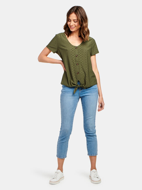 Lacey Lace Tee, Green, hi-res