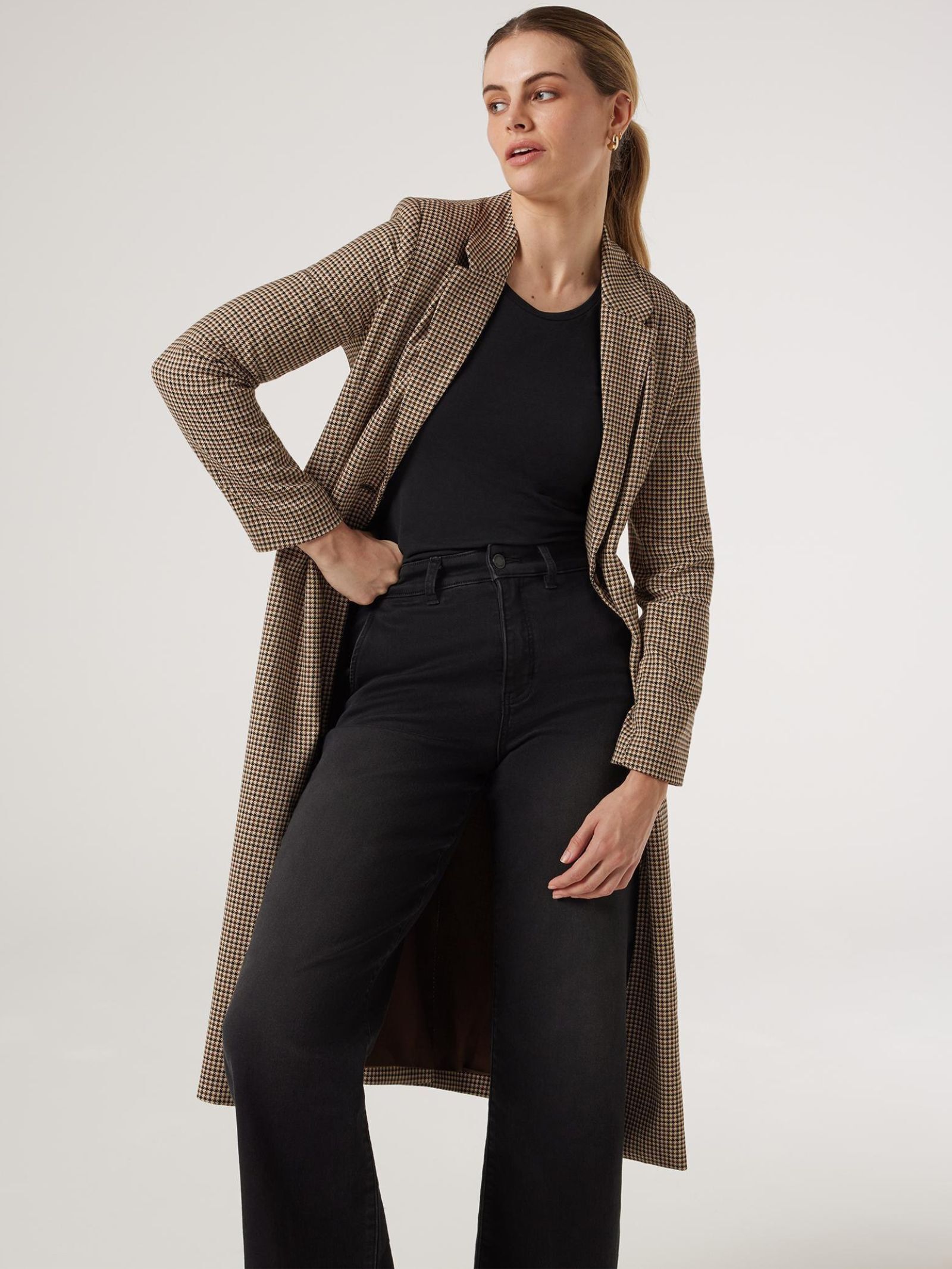 Houndstooth longline coat outlet