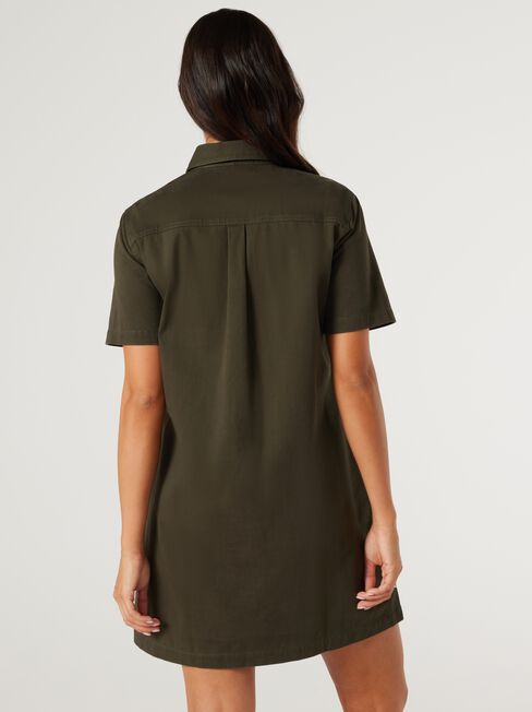 Jet Utility Shirt Dress, Green, hi-res