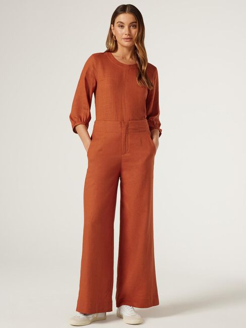 Shelby Relaxed Linen Pant, Orange, hi-res