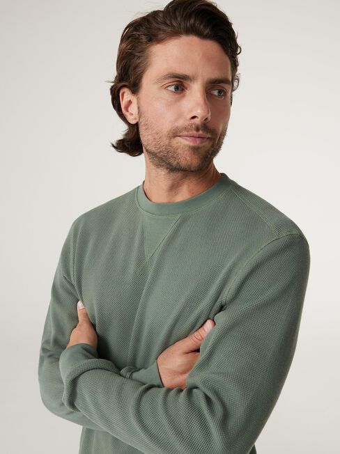 Harrison Crew Textured Long Sleeve Top, Sage, hi-res