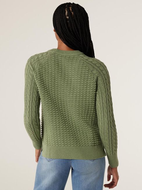 Livia Cable Pullover Knit, Pistachio Marle, hi-res