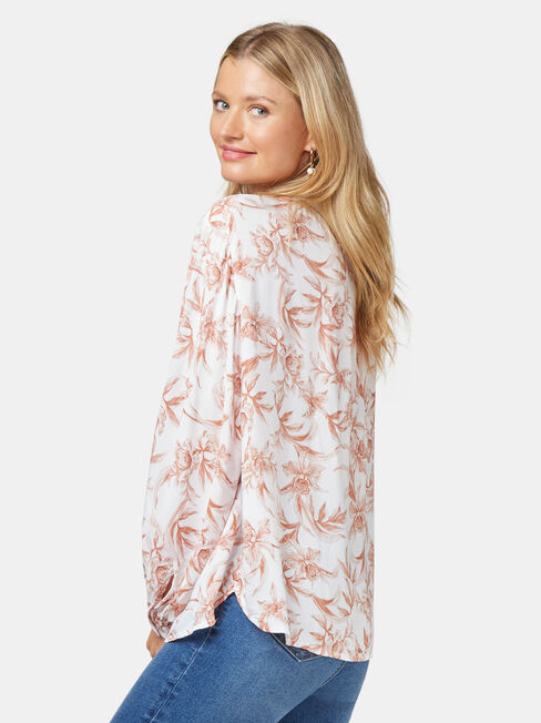 Annie Button Thru Blouse, Floral, hi-res