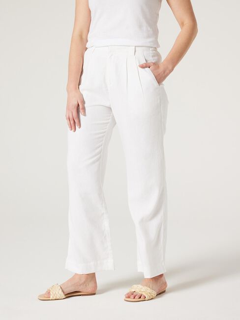 Linen Tailored Pant, White, hi-res