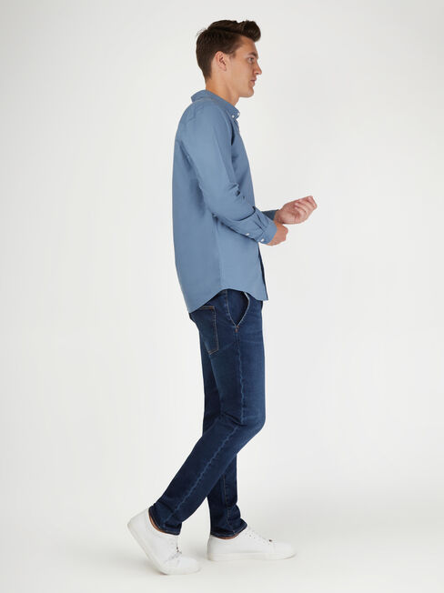 Heston Oxford Long Sleeve Shirt, Blue, hi-res