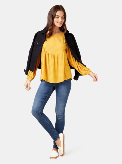Avery Ladder Trim Blouse, Yellow, hi-res
